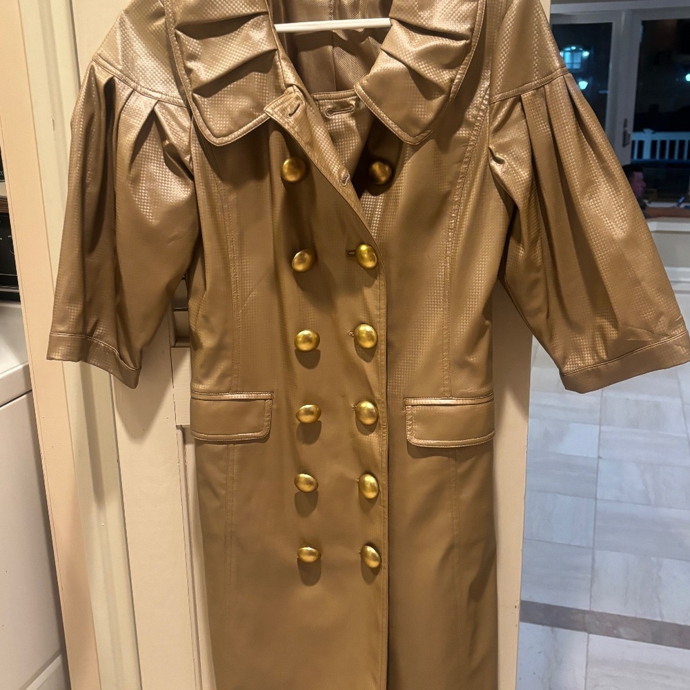 Vertigo Paris Rain Jacket Gold with gold buttons size small - Picture 4 of 5